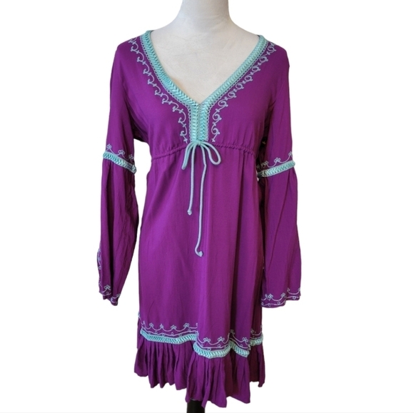 Moda International Embroidered Boho Dress Size Medium - Picture 1 of 4